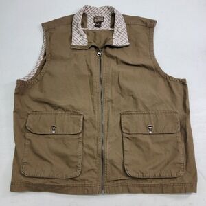 C.E.‎ Schmidt Utility Vest 2XL Brown Canvas Workwear Cotton Zip Pockets RipStop